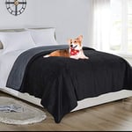 softan Couverture imperméable 100% Anti-Fuite pour bébés, Adultes, Chiens, Chats, 3 Couches de Protection pour lit, canapé et canapé,Causeuse 230 x 230 cm,Gris Anthracite | Noir, réversible