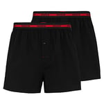 HUGO Mens Woven Boxer TWINPACK Two-Pack of Cotton Boxer Shorts with Logo waistbands Black