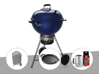 Barbecue à charbon Weber Master-Touch GBS C-5750 57 cm Deep Ocean Blue avec housse + plancha + kit d'allumage