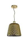 Homemania 8681847094333 Rio Lampe à Suspension pour plafond, salon, bureau lustre, pendentif, lumière, vert, or, noir, métal, verre, 25 x 25 x 100 cm