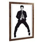 Big Box Art Framed Print of Elvis Presley The Jailhouse Rock (2) Design | Wall Art Picture | Home Decor for Kitchen, Living Room, Bedroom, Hallway, Walnut, A2 / 24.5x18 Inch / 62x45cm