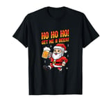 Ho Ho Ho! Get Me A Beer! 8-bit Santa Christmas Festive Beer T-Shirt