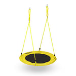 Relaxdays Balançoire nid d'oiseau, Ronde, diamètre 90 cm, Enfants & Adultes, Hauteur réglable, Jusqu’à 100 kg, Jaune