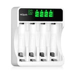 HiQuick LCD 4-slot Battery Charger for AA & AAA Ni-MH Ni-CD Rechargeable Batteries, Type C and Micro USB Input, Fast Charging Function, Intelligent Battery Detection Technology AA AAA Charger