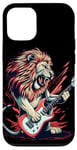 Coque pour iPhone 12/12 Pro Costume de lion à bascule avec guitare électrique