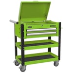 Sealey Heavy-Duty Mobile Tool & Parts Trolley 2 Drawers & Lockable Top Hi-Vis Gr