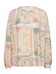 Stella Nova Cotton Tissue Printed Blouse Beige