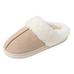 JOMIX Chaussons Maison Mémoire Mousse Chausson Femme Pantoufles Femme Faux Daim à Fourrure Mules Anti-Slip Chaud Douce Accueil Slippers Automne Hiver (Beige, 40)