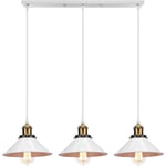 Rétro Lustre Suspension Industrielle E27 3 Tête Blanc Plafonnier Luminaire Ajustable Salle à Manger Couloir