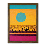 Wee Blue Coo Desert Roadside Oasis Modern Pop Art Surreal Landscape Artwork Framed Wall Art Print 18X24 Inch