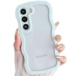 ZTOFERA Wavy Case for Samsung Galaxy S23 5G, Cute Curly Clear Hybrid Protective Case Solid Color Hard PC Wave Frame Soft Silicone Bumper Shockproof Cover for Girls Women, Mint Green