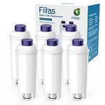 Fiitas DLSC002 Filtre Detartrant pour De longhi Machine à café Magnifica s Dinamica pour Adoucir l'eau et Réduire le Calcaire Compatibles avec ECAM, ESAM, ETAM Serie (6 Packs)