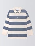 John Lewis ANYDAY Stripe Oversized Rugby Jumper, Flintstone/Ecru