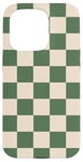 iPhone 15 Pro Green and Cream Classic Checkered Big Vintage Checkerboard Case