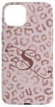 Coque pour iPhone 15 Plus Letter S Initial Leopard Rose Pink Cheetah Monogram