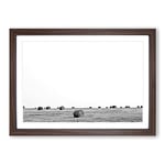 Big Box Art Landscape Hay Bales on a Field (1) Framed Wall Art Picture Print Ready to Hang, Walnut A2 (62 x 45 cm)