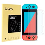 2 pièces Film de Protection Ecran pour Nintendo Switch Protecteur d'écran en verre 9H 2.5D Transparent HD Effacer Anti-Scratch