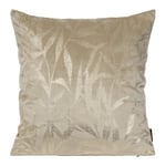 Eurofirany Elegant Velvet Cushion Covers Decorative Cushion with Print 45 x 45 cm Cover Velvet Cushion Cover Soft Sofa Cushion Leaves Pattern 1 Beige