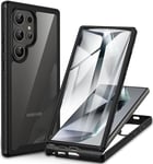 CENHUFO Coque Samsung S24 Ultra 5G, Antichoc Housse avec Protection d'écran, 360° Protégé Téléphone Etui Double Face Case Robuste Transparent Intégrale Coque pour Samsung Galaxy S24 Ultra 5G -Noir