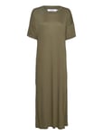 Long T-Shirt Dress Ronneby Leaf Green Maxiklänning Festklänning Khaki Green DEDICATED