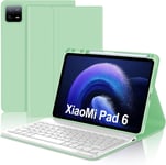 Coque Clavier Pour Xiaomi Pad 6/6 Pro 11 Pouces 2023, Azerty Français Clavier Bluetooth Magnétique Détachable Pour Tablette Xiaomi Pad 6/6 Pro 11"", Vert Clair