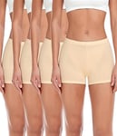 wirarpa Boxer Femme Shorty Femmes Panty Coton Short Caleçon avec Entrejambe Large Coton Lot de 4 Beige Taille L