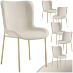 TecTake® Lot de 6 Chaises de Salle à Manger ergonomiques Design scandinave Confortable, Aspect Velours, Pieds en métal doré, Chaise Cosy pour Salon, Chambre, Chaise Coiffeuse, Chaise de Bureau