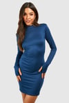 Super Soft High Neck Shoulder Pad Mini Dress