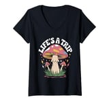 Womens Trippy Pshychedelic Lifes Trip Mushroom Fungi Magic Hippie V-Neck T-Shirt