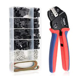 YMYP Open Barrel Terminal Wire Crimping Tool with 590PCS JST-SM Connectors Kit- 24-16 AWG (0.25-1.5mm²) Crimper for AMP-TE 2.8/4.0/4.8/6.3 JST-SM2.54/XH2.54/VH3.96 & Molex (DX-YM-58BS+590PCS)