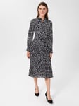 Hobbs Laurenza Sketch Check Print Midi Shirt Dress, Navy/Ivory