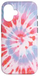 iPhone 16 Fun Spiral Tie-dye curly pattern. Pink, Blue Tie Dye Case