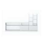 Meuble TV Alni, Buffet de salon, Armoire basse pour TV, Base murale de rangement, 164x25h91 cm, Blanc