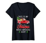 Womens This Is My Christmas Movie Watching with Vintage Truck V-Neck T-Shirt