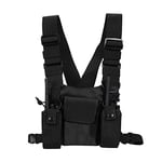 Kyrio Sac de poitrine utilitaire, gilet de sport tactique pour talkie-walkie téléphone, sac de course léger pour les entraînements, sac de poitrine EDC pour le cyclisme et la randonnée, Noir