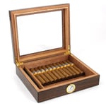 Cigar Humidor, Glaslockig Cigarrlåda med Hygrometer Humidor och Avdelare, Förvaringslåda i Cederträ för 35 Cigarrer