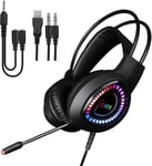 Casque Gamer LED avec Câble Et Micro pour PC - Over Ear Headphones Driver 40mm avec Audio Stéréo - Double Jack.[Z455]