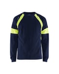 T-shirt long-sleeved with hivis marineblå/gul