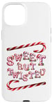 Coque pour iPhone 15 Plus Sweet But Twisted. Bâtonnets de canne à sucre d'orge. Noël amusant