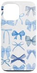 Coque pour iPhone 13 Pro Max Esthétique Bleu Rubans et Nœuds Aquarelle Douce Fille