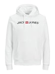 JACK & JONES Jjecorp Logo Sweat Hood Noos 12137054 Shirt à Capuche, White, S Homme