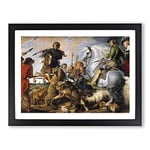 The Wolf And The Fox By Peter Paul Rubens Classic Painting Framed Wall Art Print, Ready to Hang Picture for Living Room Bedroom Home Office Décor, Black A4 (34 x 25 cm)