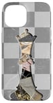 Coque pour iPhone 15 Jeu d'échecs Gambit Marbling Queen Échiquier à carreaux