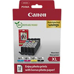 Canon CLI-581XL Ink Cartridge 2052C006 Black, Cyan, Magenta, Yellow Pack of 4 Photo Value