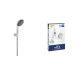 GROHE Vitalio Start 100 & QuickGlue S1 - Wall Holder Hand Shower Set (Rain Spray Hand Shower 10 cm with Water Saving Technology and Anti-Limescale System, Wall Holder, Hose 1.75 m), Chrome, 27944000