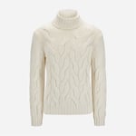 Turtle Neck Wide Cabel - White