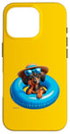 Coque pour iPhone 16 Pro P.D.Moreno Flotteur gonflable pour piscine Motif teckel