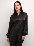 KAFFE Rosita Loose Fit Satin Fabric Shirt, Brown