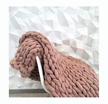 Large Cable Knitted Premium Washable Soft, Bedroom Home Decor Giant Yarn, Chunky Knit Blanket Handmade, Bed Bedroom Decor Bulky Sofa,Camel,100 * 100CM