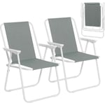 WOLTU Lot de 2 Chaises de Camping, avec Dossier Portables et Légères, Chaise de Pêche avec Accoudoirs, Gris Foncé